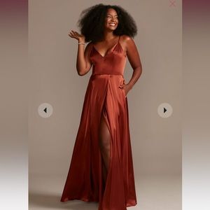 David’s Bridal Galina Signature Charmeuse Cinnamon Dress